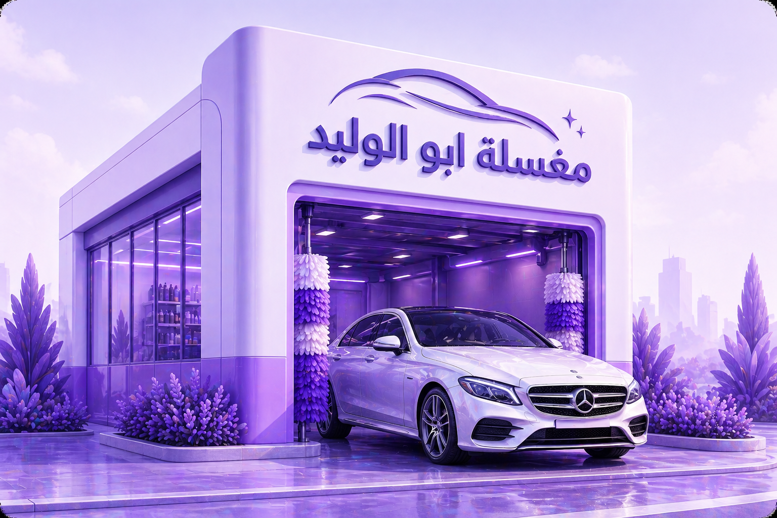 المشهد البنفسجي المميز لتطبيق مغسلة أبو الوليد